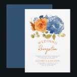 Navy Burnt Orange Floral Fall Wedding Reception Invitation<br><div class="desc">Navy Blue and Burnt Orange Floral Fall Wedding Reception Invitation</div>