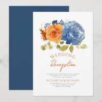 Navy Burnt Orange Floral Fall Wedding Reception