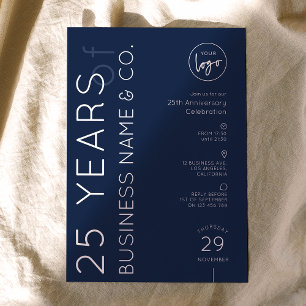 Navy Business Anniversary Dinner Corporate Logo Invitation