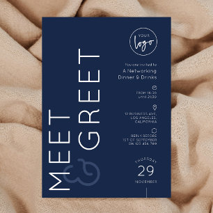 Navy Business Logo Meet & Greet Networking Event Invitation