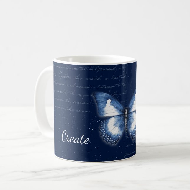 Navy Butterflies Love Letter Mug (Front Left)