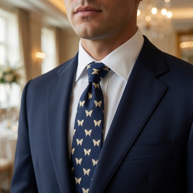 Navy Butterfly Elegant  Tie (Creator Uploaded)
