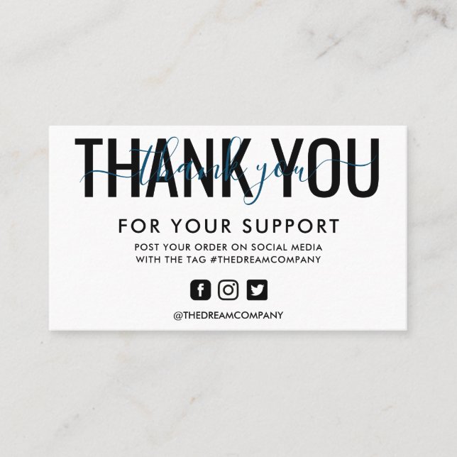 Navy Calligraphy Thank You Mini Media Insert (Front)