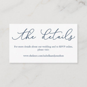 Navy Calligraphy Wedding Website Enclosure Card