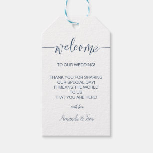 Navy Calligraphy Wedding Welcome Gift Tags