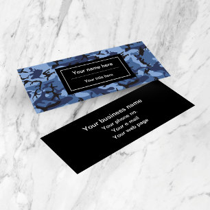 Navy Camo, Blue Camouflage, Military, Army Mini Business Card