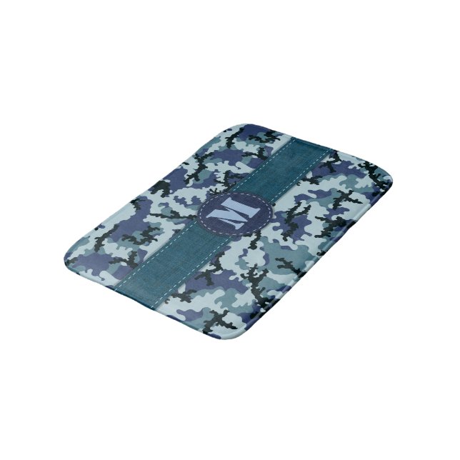 Navy camouflage bath mat (Angled)