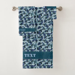 Navy Camouflage Bath Towel Set