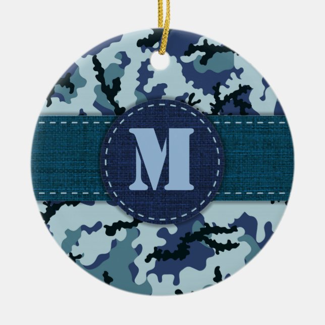 Navy camouflage ceramic ornament (Front)