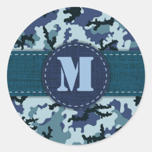 Navy camouflage classic round sticker