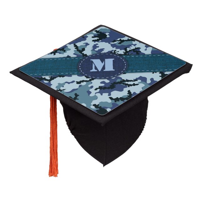 Navy camouflage graduation cap topper (Angled)