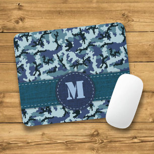 Navy camouflage mouse pad