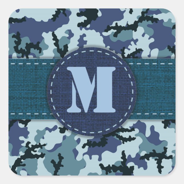 Navy camouflage square sticker (Front)