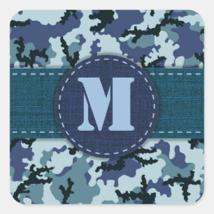 Navy camouflage square sticker
