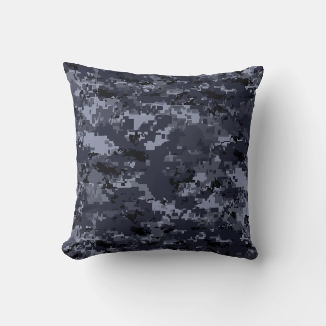 Navy Camouflage Throw Pillow (Front)