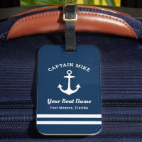 Navy Captain Anchor Custom Boat Name