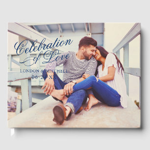 Navy Celebration of Love Photo Wedding Guest Book