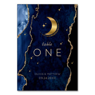 Navy Celestial Gold Wedding Table Number