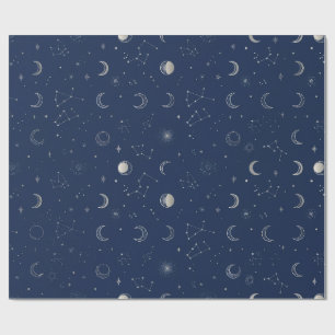 Navy Celestial Wrapping Paper