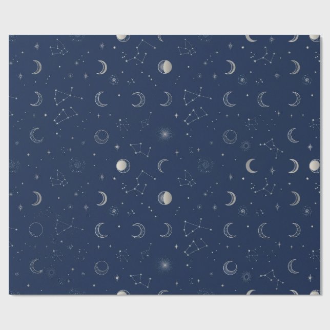 Navy Celestial Wrapping Paper (Flat)