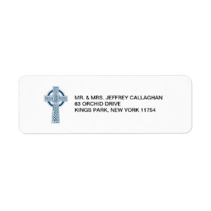 Navy Celtic Cross with Return Address