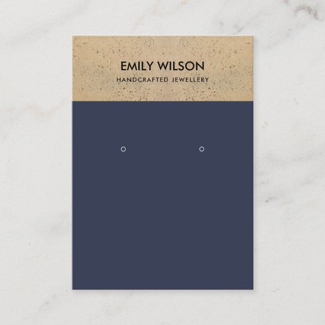 NAVY CERAMIC TERRACOTTA TEXTURE EARRING DISPLAY BUSINESS CARD (Front)