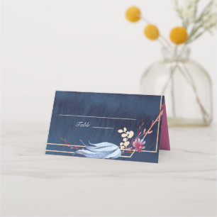 Navy Chalkboard Floral Place Card