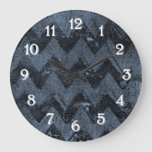 Navy Chevron Abstract Large Clock