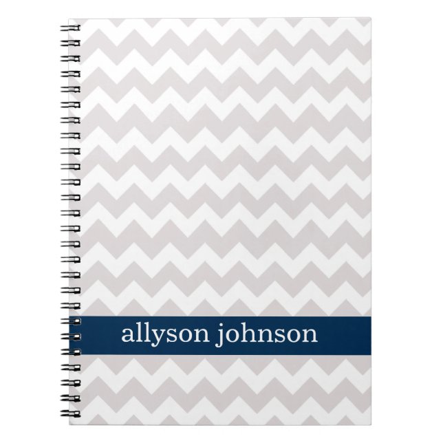 Navy Chevron Pattern Personalized Note Book (Front)