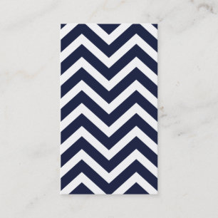 Navy Chevron Striped Simple Plain Business Card