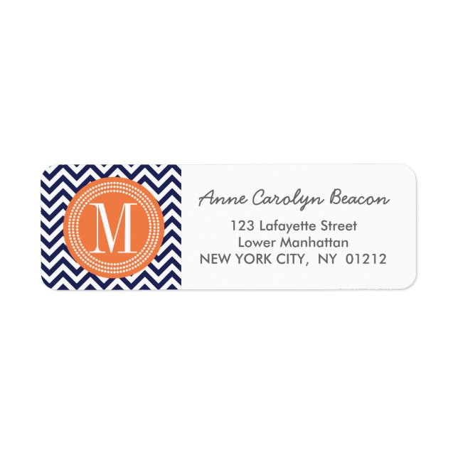 Navy Chevron Zigzag Personalized Monogram (Front)