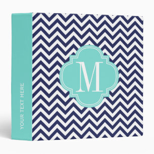 Navy Chevron Zigzag Personalized Monogram Binder