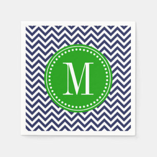 Navy Chevron Zigzag Personalized Monogram Napkin