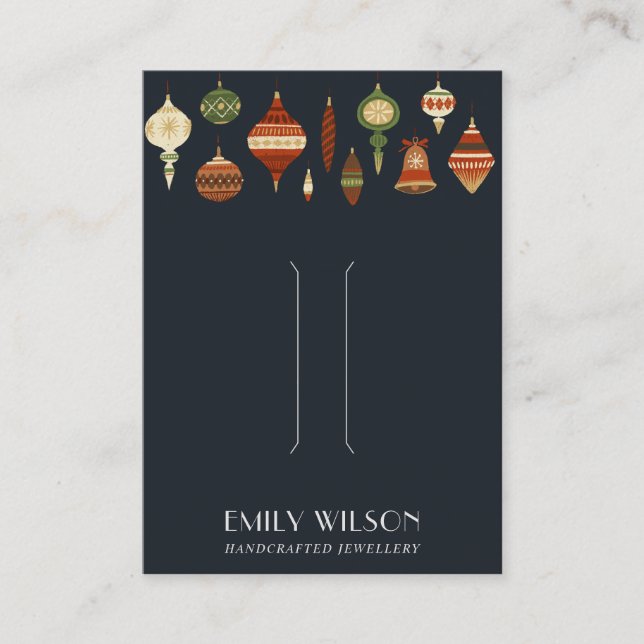 NAVY CHRISTMAS ORNAMENT HAIR CLIP DISPLAY CARD (Front)