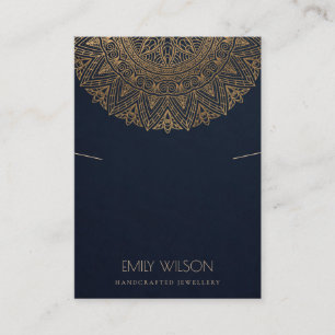 NAVY CLASSIC GOLD ORNATE MANDALA NECKLACE DISPLAY BUSINESS CARD