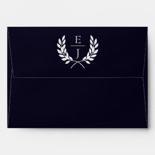 Navy Classic Monogram Wedding Invitations Envelope