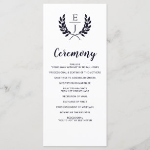 Navy Classic Monogram Wedding programs