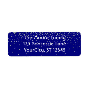 Navy & Confettis Argent avec Votre Nom et Adresse