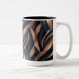 Navy Copper Abstract Brush Mug