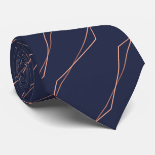 Navy Copper Geometric Tie