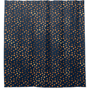 Navy Copper Metallic Polka Dots Spots
