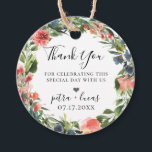 Navy Coral Botanical Floral Wreath Favour Tags<br><div class="desc">Beautiful watercolor flowers and botanical foliage wreath in trendy shades of navy blue,  coral,  peach,  pink and green,  personalized favour tags.</div>