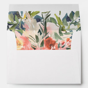 Navy Coral Botanical Return Address Envelope