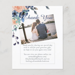 Navy Coral THANK YOU PHOTO Wedding