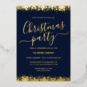 Navy Corporate Christmas Party Gold Snowflake