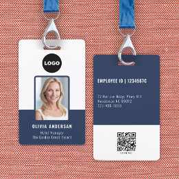 Navy Corporate Staff Photo ID QR Code Logo Badge