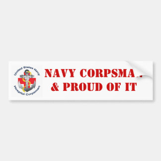 NAVY CORPSMAN& PROUD OF IT BUMPER STICKER
