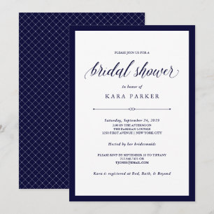 Navy Couture   Elegant Bridal Shower Invitation
