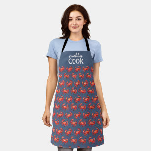 Navy Crabby Cook Crab Pattern Funny Apron