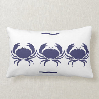 navy CRABS white PILLOW coastal life